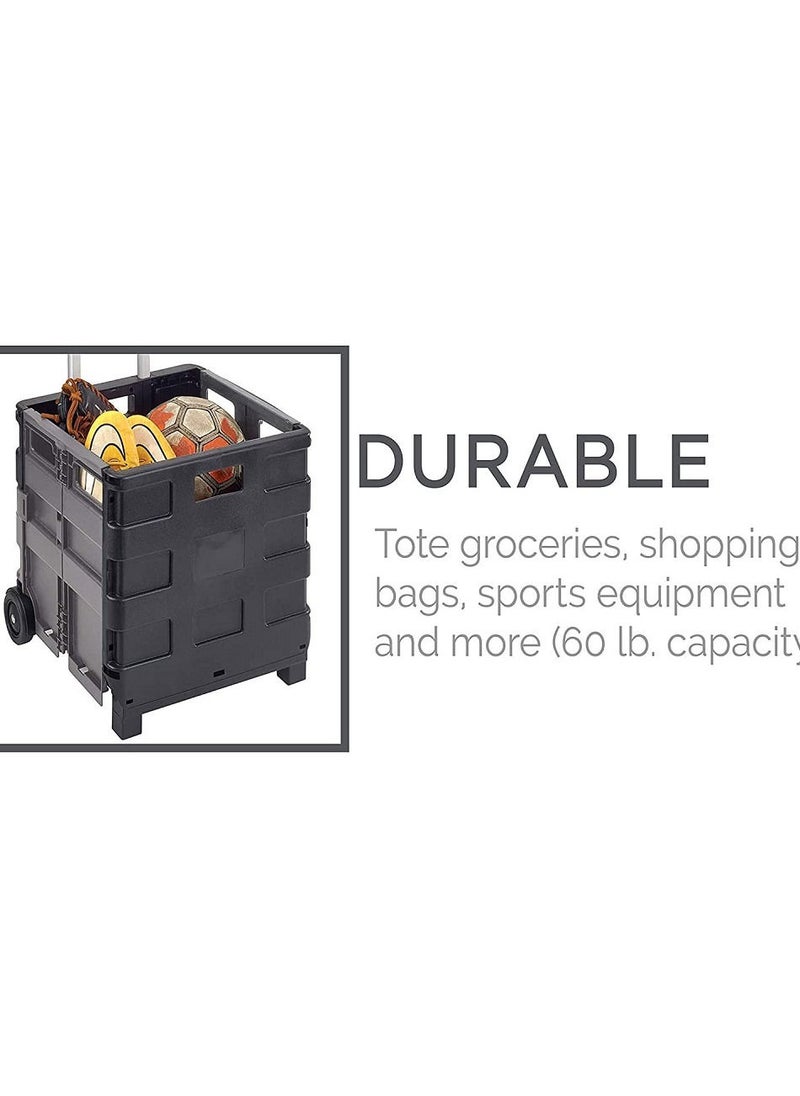 My Choice - FOLDABLE SHOPING TROLLY 25KG, Groceries, Shopping Bags, Sports Equipment Tote & Go Utility Cart Collapsible, Storage Crate Foldable Trolley - Black - Image 1