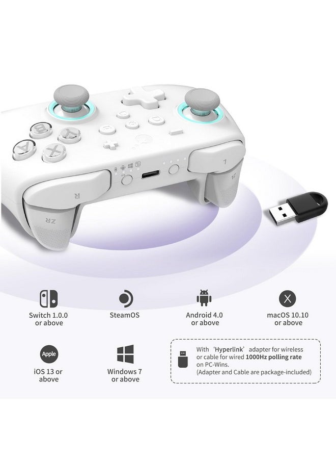 Gulikit - Kk3 Max Controller, Kingkong 3 Pro Switch Controller (No Drift) For Switch/Pc/Android/Macos/Ios With 4 Back Buttons, Hall Joysticks And Triggers, Maglev/Rotor/Hd Vibration (White) - Image 1