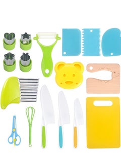 spa luxetique Child-Safe Plastic Fruit Knife Set with Cutting Board - 17-Piece Educational Toy Kitchen Tools (Serrated Edge, Non-Slip Handle) | BPA-Free, Durable & Lightweight  - Image 1