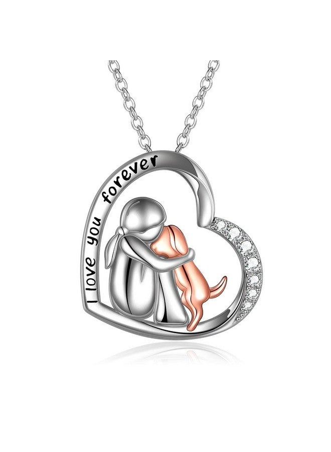 YFN Sterling Silver Keepsake Dog Pendant Necklace I Love You Forever Dog Lover Memorial Gifts For Women (Rose I Love You Forever) - Image 1