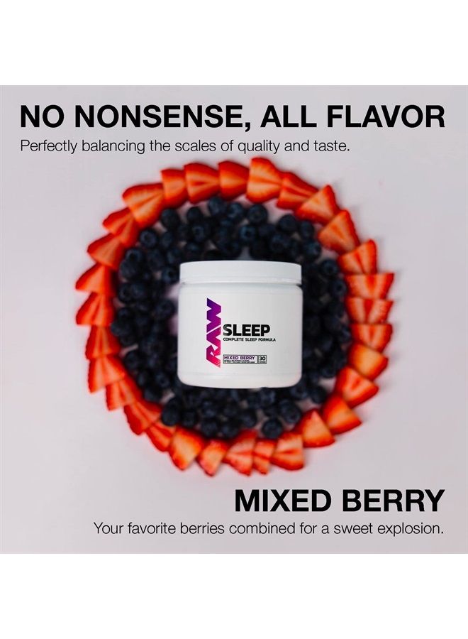 Raw Natural Sleep Aid Supplement - Relaxation Enhancer & Mood Support with Melatonin, Magnesium, Zinc, L-Tryptophan & Lemon Balm Extract to Relax & Calm The Mind & Body - 30 Servings, Mixed Berry - Image 1