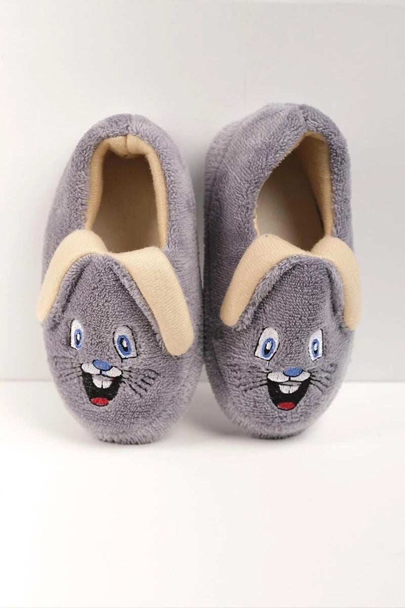 Sunstep Children's Multi-Purpose School Nursery Slippers with Anti-Slip Base, Cotton Lining and Rabbit Figure  - Image 1