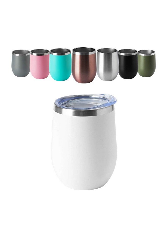 HASLE OUTFITTERS HASLE OUTFITTERS 12oz Wine Tumbler with Lid Stemless Wine Glasses Double Wall Vacuum Travel Mugs stainless steel Coffee Cup for Cold & Hot Drinks Wine Coffee Cocktails Beer 12 Pack White - Image 2