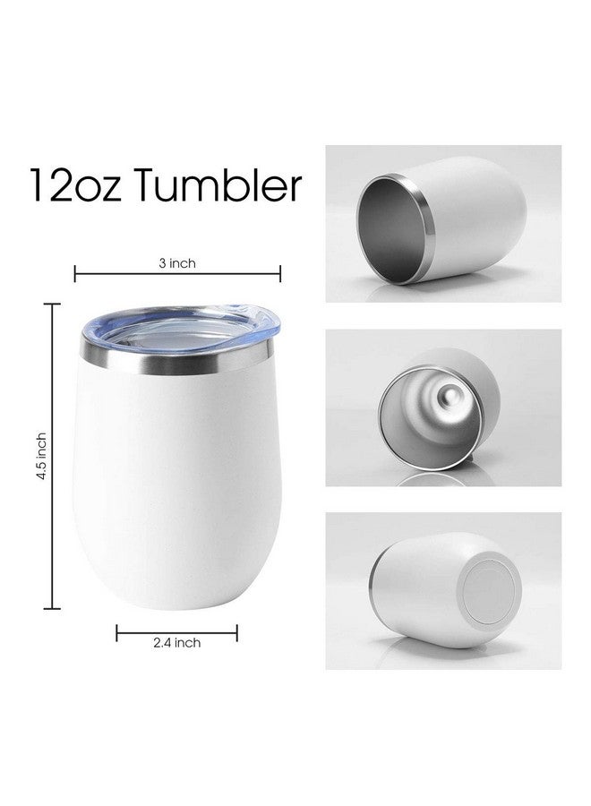 HASLE OUTFITTERS HASLE OUTFITTERS 12oz Wine Tumbler with Lid Stemless Wine Glasses Double Wall Vacuum Travel Mugs stainless steel Coffee Cup for Cold & Hot Drinks Wine Coffee Cocktails Beer 12 Pack White - Image 3