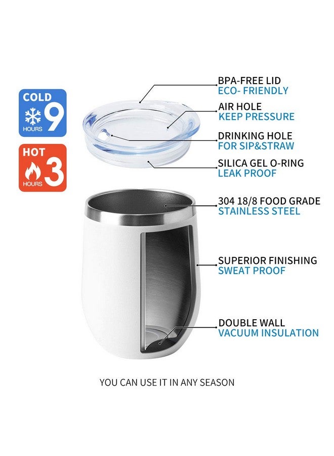 HASLE OUTFITTERS HASLE OUTFITTERS 12oz Wine Tumbler with Lid Stemless Wine Glasses Double Wall Vacuum Travel Mugs stainless steel Coffee Cup for Cold & Hot Drinks Wine Coffee Cocktails Beer 12 Pack White - Image 5