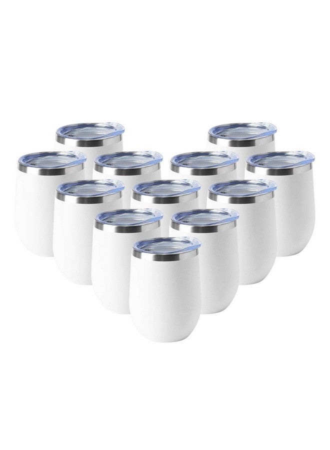 HASLE OUTFITTERS HASLE OUTFITTERS 12oz Wine Tumbler with Lid Stemless Wine Glasses Double Wall Vacuum Travel Mugs stainless steel Coffee Cup for Cold & Hot Drinks Wine Coffee Cocktails Beer 12 Pack White - Image 1