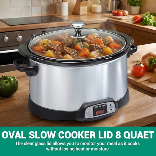 SUKABU Oval Glass Lid 8 Quart Replacement for Hamilton Beach 33480 Slow Cooker, 8qt Slow Cooker Lid Replacement, Clear Cooker Lid Replacement Part - Image 4