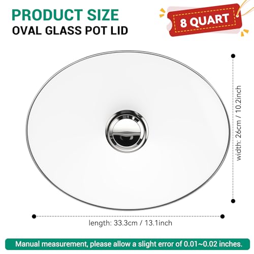 SUKABU Oval Glass Lid 8 Quart Replacement for Hamilton Beach 33480 Slow Cooker, 8qt Slow Cooker Lid Replacement, Clear Cooker Lid Replacement Part - Image 2