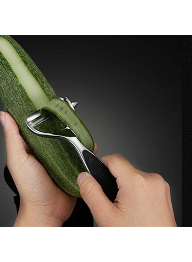 قشرة البطاطس ، والفولاذ المقوى مقشرة من الخضار ، مع مقبض غير قابل للانزلاق مريح وشفرة حادة لخيار جزر الفاكهة (الفضة) - Image 3