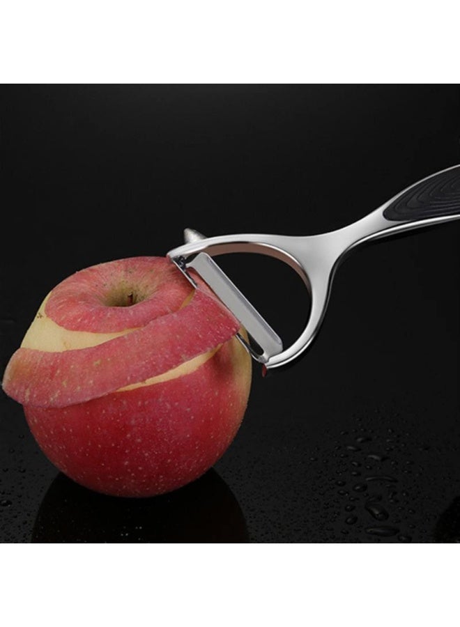 قشرة البطاطس ، والفولاذ المقوى مقشرة من الخضار ، مع مقبض غير قابل للانزلاق مريح وشفرة حادة لخيار جزر الفاكهة (الفضة) - Image 4