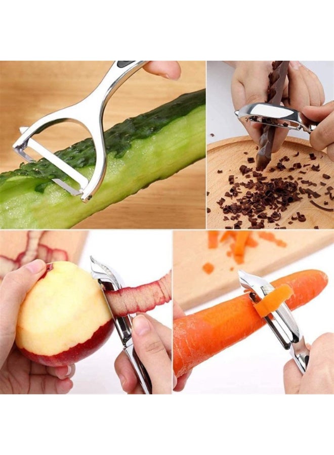 قشرة البطاطس ، والفولاذ المقوى مقشرة من الخضار ، مع مقبض غير قابل للانزلاق مريح وشفرة حادة لخيار جزر الفاكهة (الفضة) - Image 2