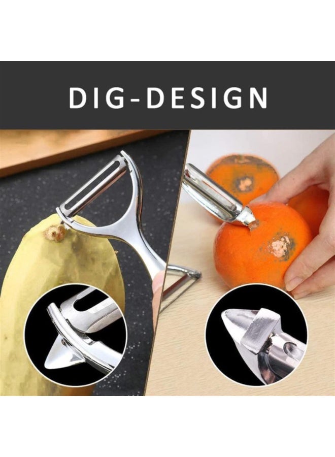 قشرة البطاطس ، والفولاذ المقوى مقشرة من الخضار ، مع مقبض غير قابل للانزلاق مريح وشفرة حادة لخيار جزر الفاكهة (الفضة) - Image 5