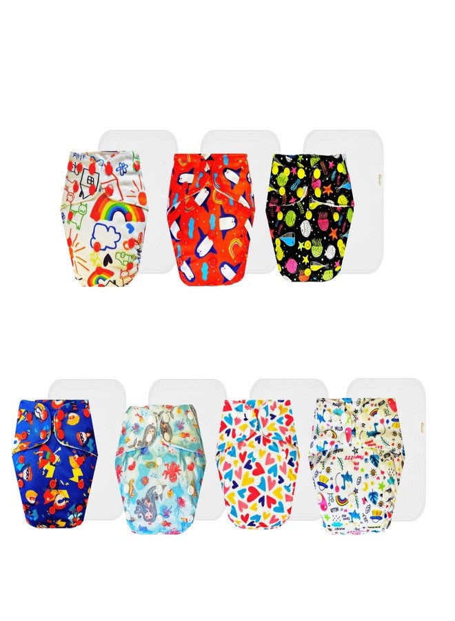 Dumbledo Premium Cloth Diaper with Cotton Insert (Pack of 7) | Soft & Gentle | Leakproof | Easy to Clean | All-Day Wear | 3 Months - 3 Years | Unisex Baby - Image 1