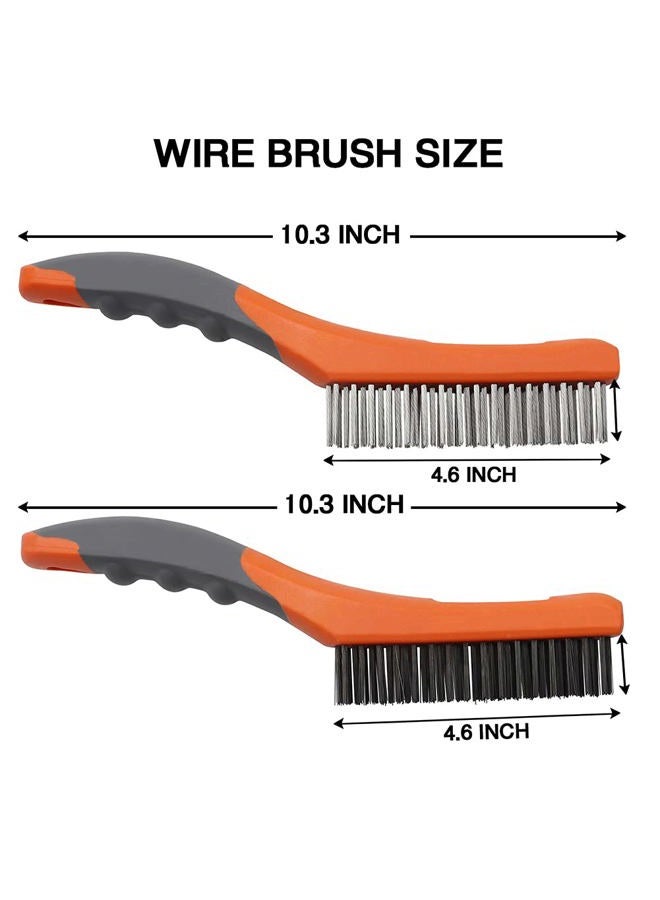 MAXMAN Wire Brush Set,Heavy Duty Carbon Steel and Stainless Steel Wire Scratch Brush for Cleaning Rust with 10" Curved Plastic Handle,2 PCs - Image 5