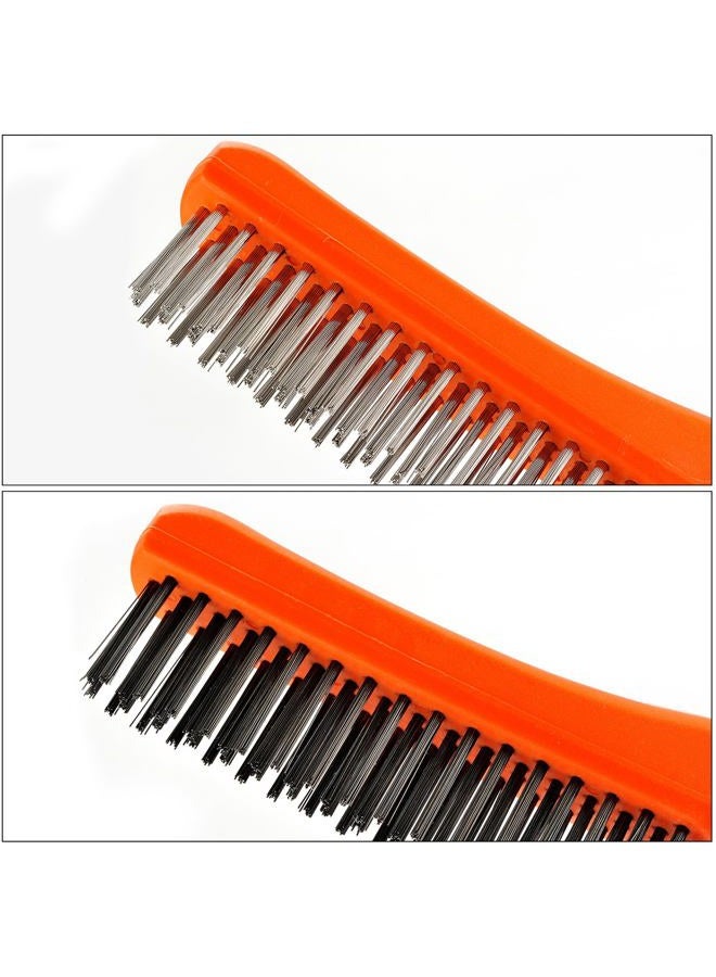 MAXMAN Wire Brush Set,Heavy Duty Carbon Steel and Stainless Steel Wire Scratch Brush for Cleaning Rust with 10" Curved Plastic Handle,2 PCs - Image 3