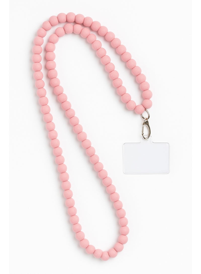 سلسلة موبايل طويلة بينك – خرز سيليكون ناعم للارتداء حول الرقبة أو الجسم مع خطاف معدني قوي - Image 2