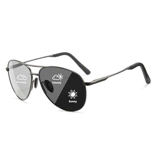 Cyxus Phtotchromic Aviator Sunglasses for Men Polarized Lens UV Protection Trendy Pilot Shade Frame（1489i08 Gunmetal） - Image 1