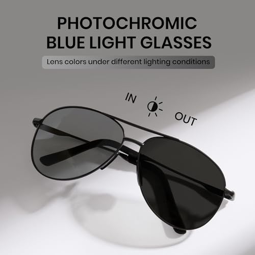 Cyxus Phtotchromic Aviator Sunglasses for Men Polarized Lens UV Protection Trendy Pilot Shade Frame（1489i08 Gunmetal） - Image 3