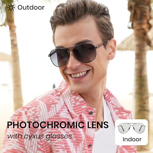 Cyxus Phtotchromic Aviator Sunglasses for Men Polarized Lens UV Protection Trendy Pilot Shade Frame（1489i08 Gunmetal） - Image 2