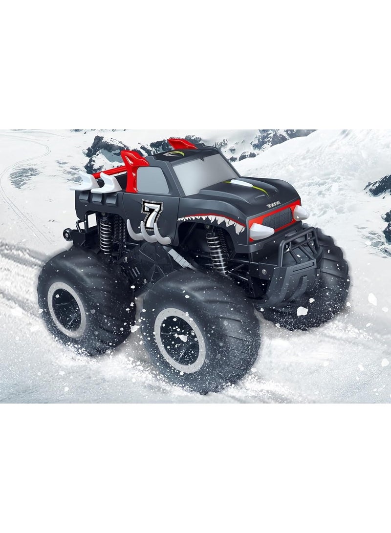 Taizz Ventures سيارة بيك أب وحش RC مقاومة للماء 1:16 - سيارة تحكم عن بعد 4WD برمائية، ألعاب سيارات خارج الطريق، سرعة عالية، مضادة للصدمات، قابلة لإعادة الشحن، هدية مركبة لجميع التضاريس للأطفال من عمر 6-12 سنة - سوداء - Image 5