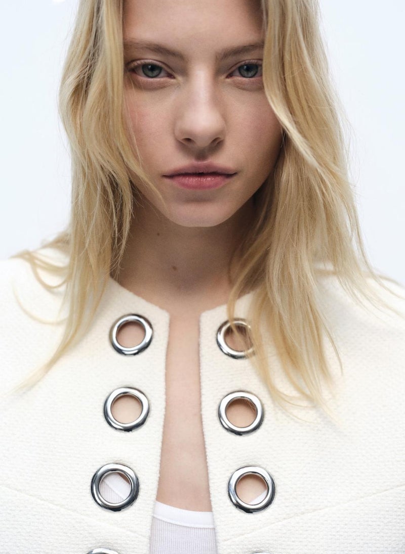 MANGO Cotton Die-Cut Trim Jacket  - Image 3