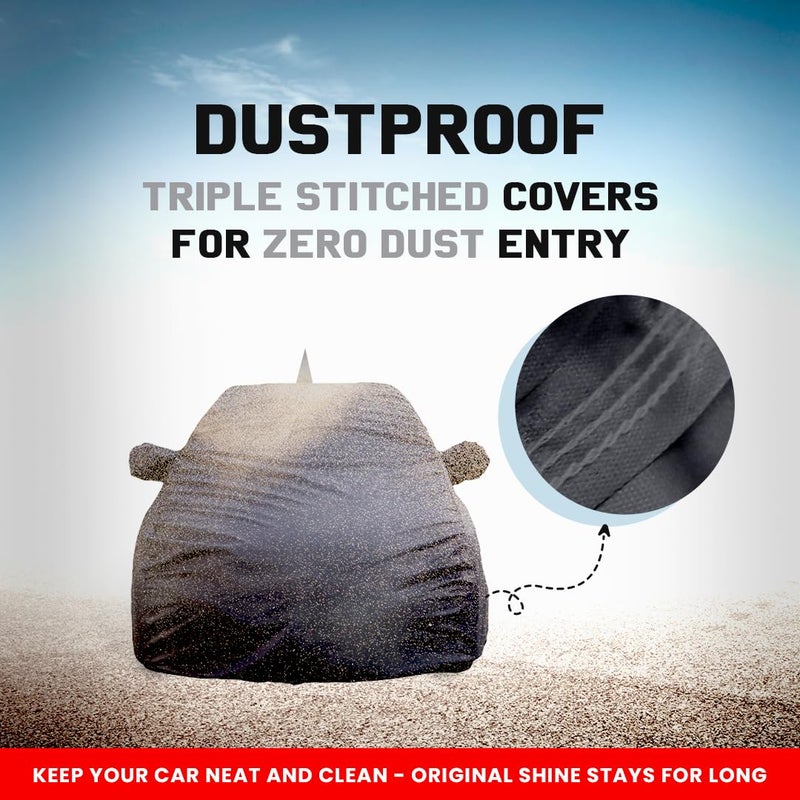 Autofact Jazz Waterproof Car Cover with Mirror & Antenna Pockets, Grey Color, 4x4 American Matty,Triple Stitched, Compatible with Honda Jazz Car Cover (2015 to 2024), Jazz Car Accessories - Image 5