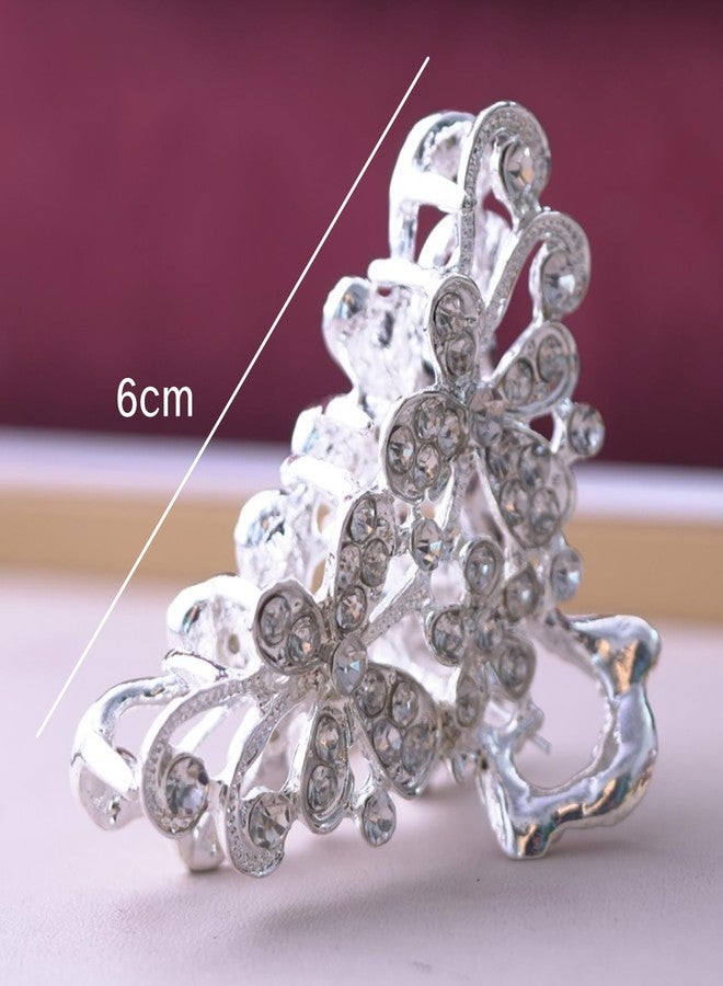 مشابك شعر مرصعة بأحجار الراين من NIIIYTYB للنساء، مشبك شعر أنيق ولامع، مشبك شعر فضي عتيق من سبيكة معدنية، إكسسوارات شعر أنيقة للسيدات للحفلات والرقص والعشاء وحفلات الزفاف والمواعيد - Image 2