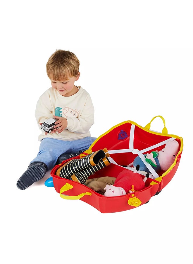 Trunki x Peppa Pig Ride-On Suitcase for Kids, 18L Carry-On Cabin Luggage with Wheels, Tow Strap and Lightweight Travel Storage - Image 3