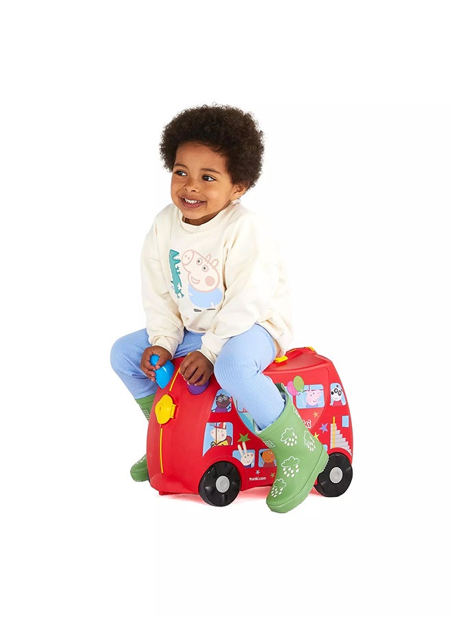 Trunki x Peppa Pig Ride-On Suitcase for Kids, 18L Carry-On Cabin Luggage with Wheels, Tow Strap and Lightweight Travel Storage - Image 4
