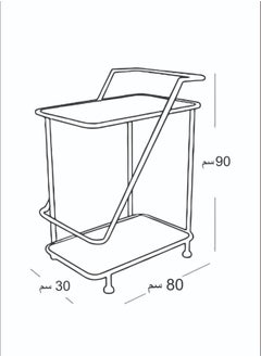 fan baytk Elegant Black Iron Serving Trolley with Glass - 3-tier design with sturdy supports and easy-to-move wheels Height 90 Length 80 Width 30  - Image 4
