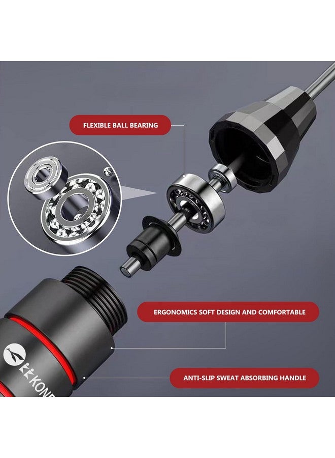 Konex Adjustable Skipping Rope for Men & Women | Jumping Rope for Fitness, Home & Gym Workouts (Red) - Image 3