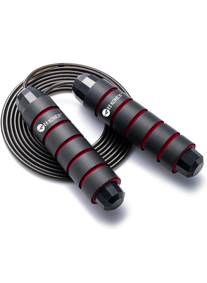 Konex Adjustable Skipping Rope for Men & Women | Jumping Rope for Fitness, Home & Gym Workouts (Red) - Image 1