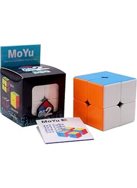 Kiditos MoYu Meilong Cubing Classroom 2X2 Cube Stickerless Speed Cube Magic Cube Puzzle (Solve Method Included), 50mm Size