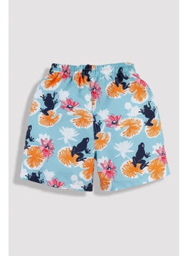 Gold Class Kidswear Water Lily & Frog Patterned Corded Lined Boys Swim Shorts  - Image 2