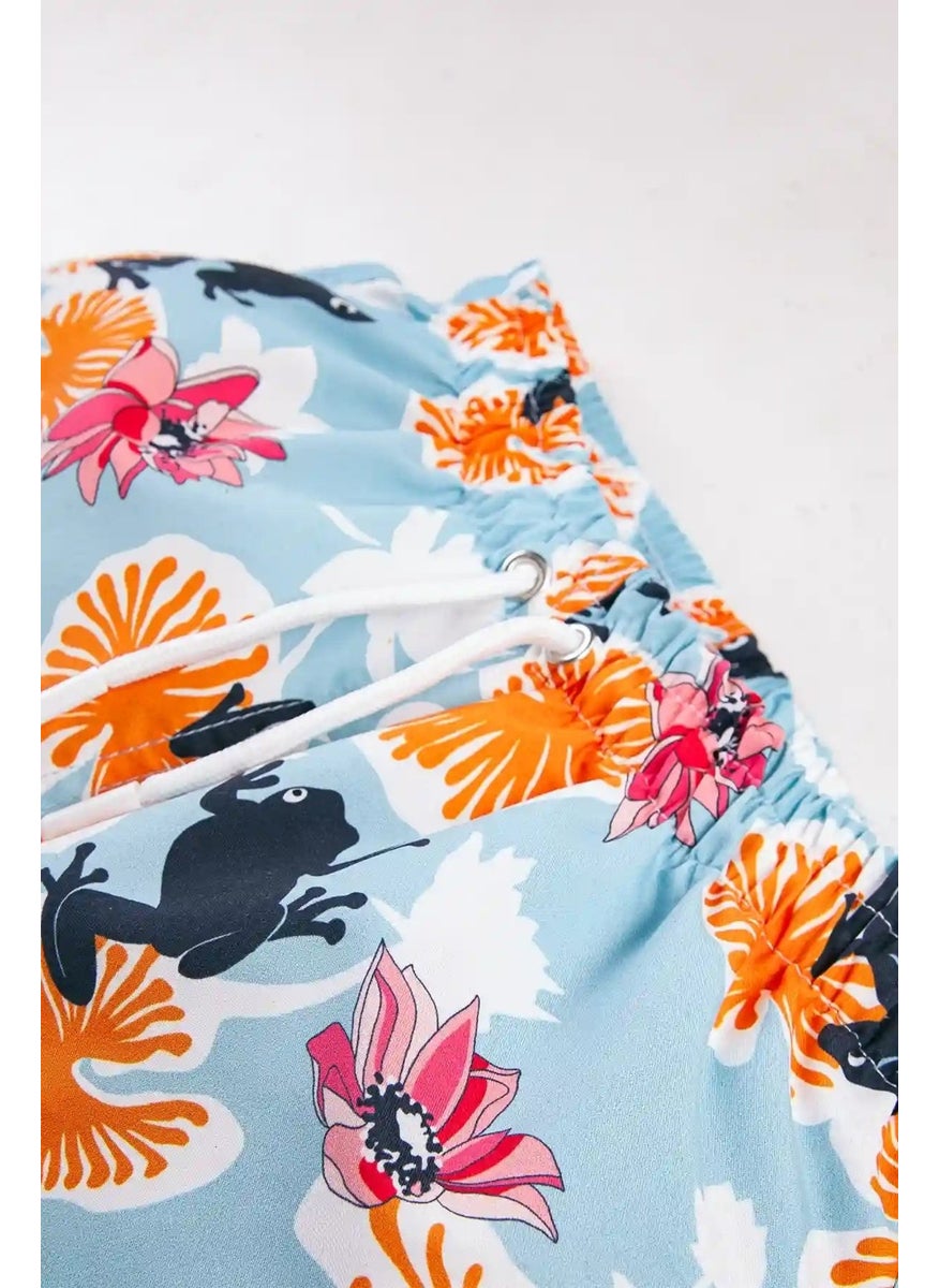 Gold Class Kidswear Water Lily & Frog Patterned Corded Lined Boys Swim Shorts  - Image 4