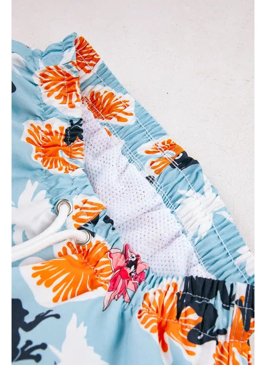 Gold Class Kidswear Water Lily & Frog Patterned Corded Lined Boys Swim Shorts  - Image 5