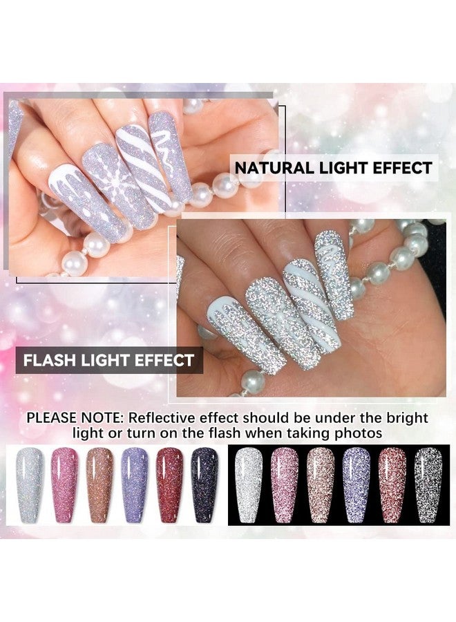 سوبوي مجموعة طلاء أظافر جل لامعة عاكسة لامعة لامعة ثلاثية الأبعاد جل طلاء أظافر ديسكو دايموند جل طلاء أظافر للحفلات مانيكير نقع من جل الأشعة فوق البنفسجية 6 ألوان 10 مل (0.33 أونصة سائلة) - Image 3