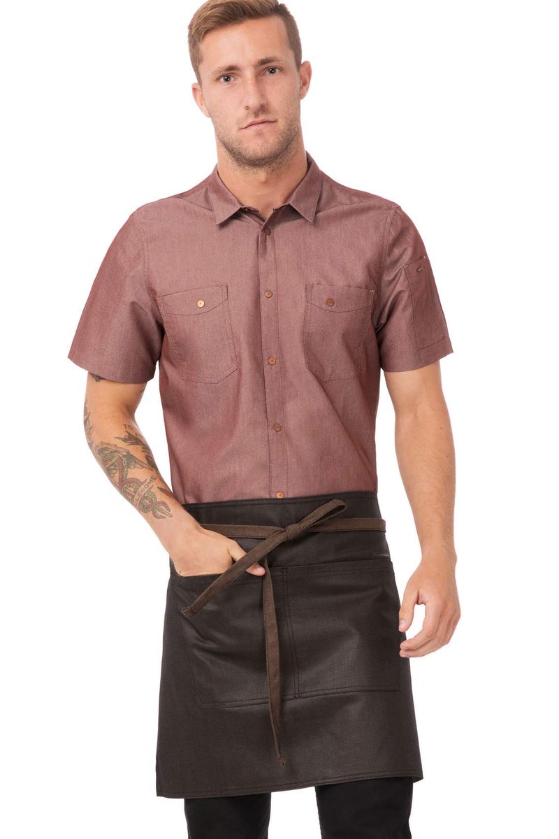 Chef Works Unisex Boulder Half Bistro Apron Brown Black One Size - Image 2