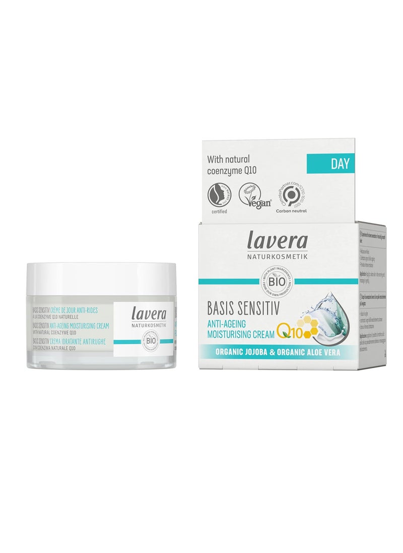 lavera lavera Basis Sensitve Anti Wrinkle Moisturizing Cream - Face Cream with Q10 & Aloe Vera - Moisturizing Facial Cream - Anti Aging Cream - PETA Certified - Vegan - Made in Germany - 1.7 Fl Oz  - Image 2