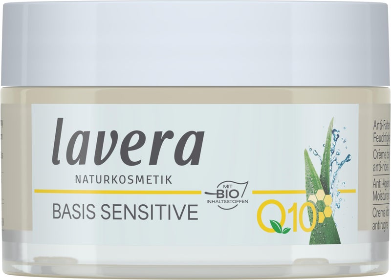 lavera Basis Sensitive Anti Wrinkle Moisturizing Cream - Face Cream with Q10 & Aloe Vera - Moisturizing Facial Cream - Anti Aging Cream - PETA Certified - Vegan - Made in Germany - 1.7 Fl Oz - Image 1