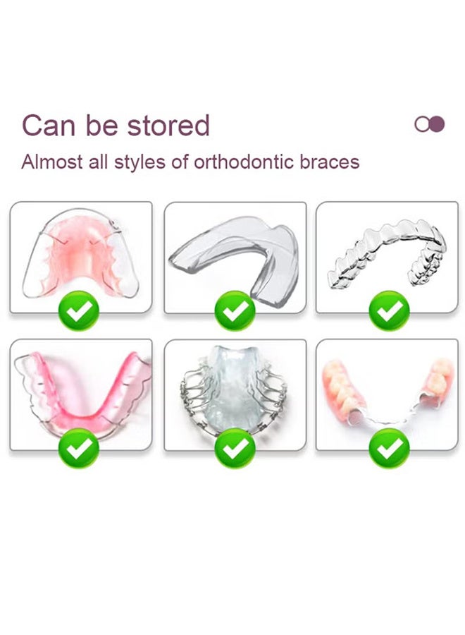 Braces Storage Box Orthodontic Retainer Bracket Box, Portable Denture Bath Case, Includes 1 Retainers, 1 Hook and 1 Brush, False Teeth Storage Container - Image 4