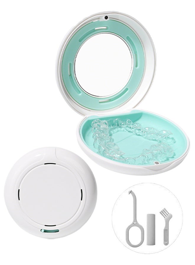 Braces Storage Box Orthodontic Retainer Bracket Box, Portable Denture Bath Case, Includes 1 Retainers, 1 Hook and 1 Brush, False Teeth Storage Container - Image 1