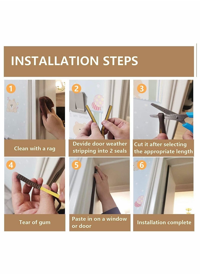 Generic - Door Seal Weather Strip, Self Adhesive 10m Rubber Seal Weather Strip Foam Tape for Doors and Windows Door Insulation Strip Foam Seal for Water-Proofing, Wind Noise Sound,  1 Roll (D-Type-Brown） - Image 1