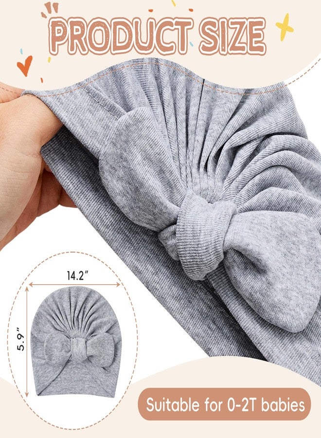 Zando قبعات زاندو للبنات 4 قطع مع فيونكة كبيرة قبعات قطنية قابلة للتنفس للمواليد الجدد قبعة مستشفى قبعة توربان للأطفال 0-2T 4 حزمة - Image 5