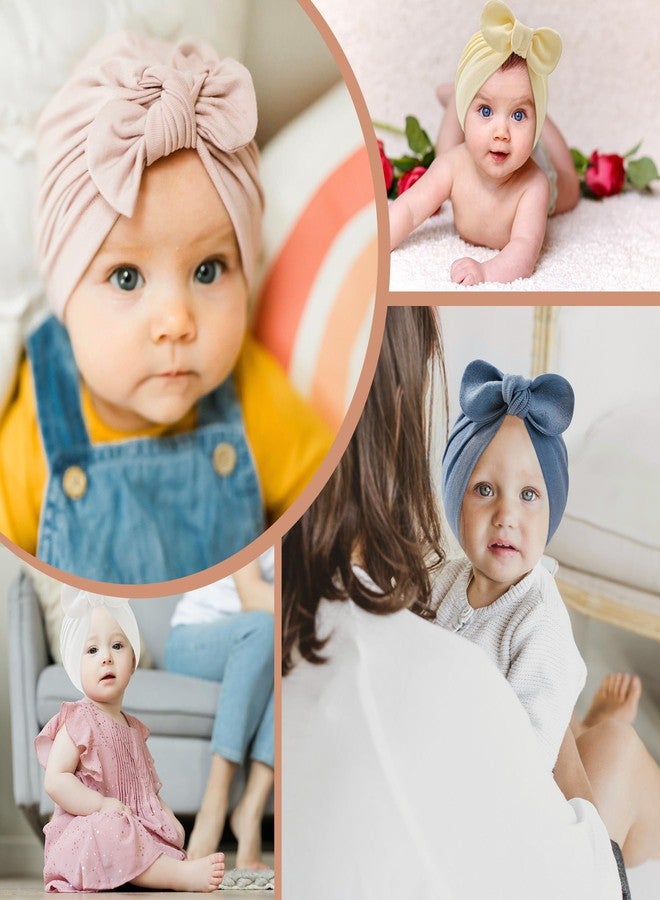 Zando قبعات زاندو للبنات 4 قطع مع فيونكة كبيرة قبعات قطنية قابلة للتنفس للمواليد الجدد قبعة مستشفى قبعة توربان للأطفال 0-2T 4 حزمة - Image 4