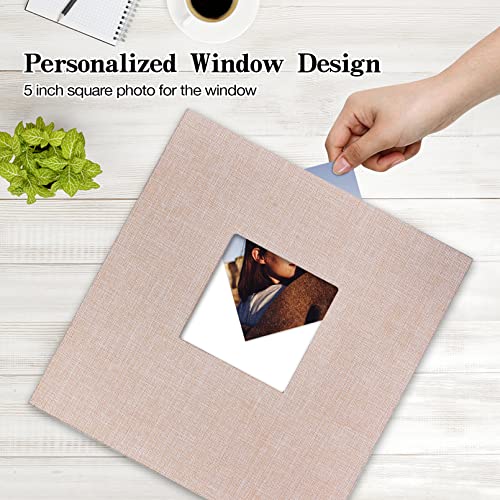 potricher 13.2x12.8 Inch Self Adhesive Photo Album Linen Cover 80 Pages Sticky 3x5 4x6 5x7 6x8 8x10 8.5x11 Magnetic DIY Scrapbook Photo Album with A Metallic Pen (Beige) - Image 2