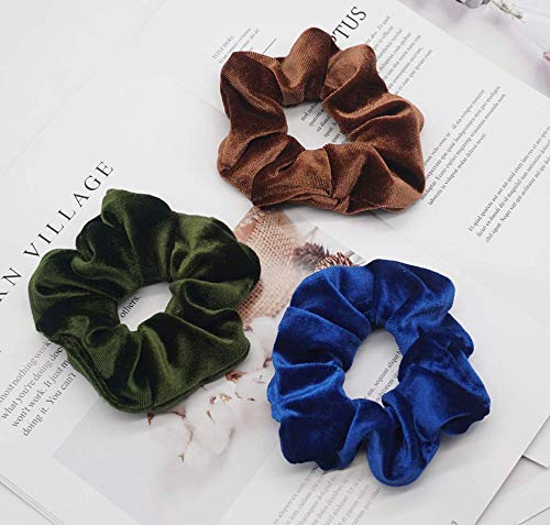 BeliciaVelvet Hair Scrunchies for Women Soft Velvet Scrunchie Set Solid Color Hair Ties Ponytail Hair Bands Elastic Big Large Fashion Boutique Daily Winter Fall Holiday Scrunchy Pack of 5 - Image 3