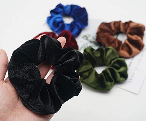 BeliciaVelvet Hair Scrunchies for Women Soft Velvet Scrunchie Set Solid Color Hair Ties Ponytail Hair Bands Elastic Big Large Fashion Boutique Daily Winter Fall Holiday Scrunchy Pack of 5 - Image 5