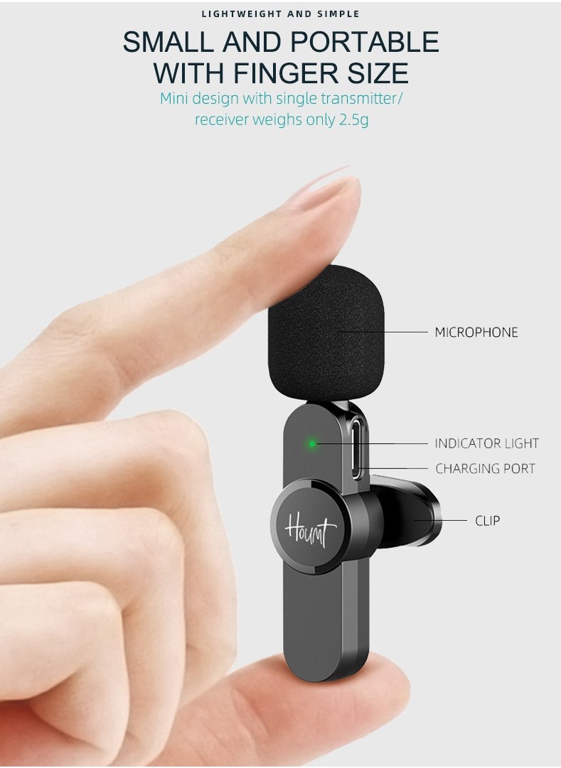 Houmt - Clip On Microphone Wireless Lavalier Microphone For iPhone Laptop Computer iPhone Android Phone Camera Dual Wireless Microphones For Podcast Video Recording Youtube Tiktok Facebook Plug and Play - Image 1