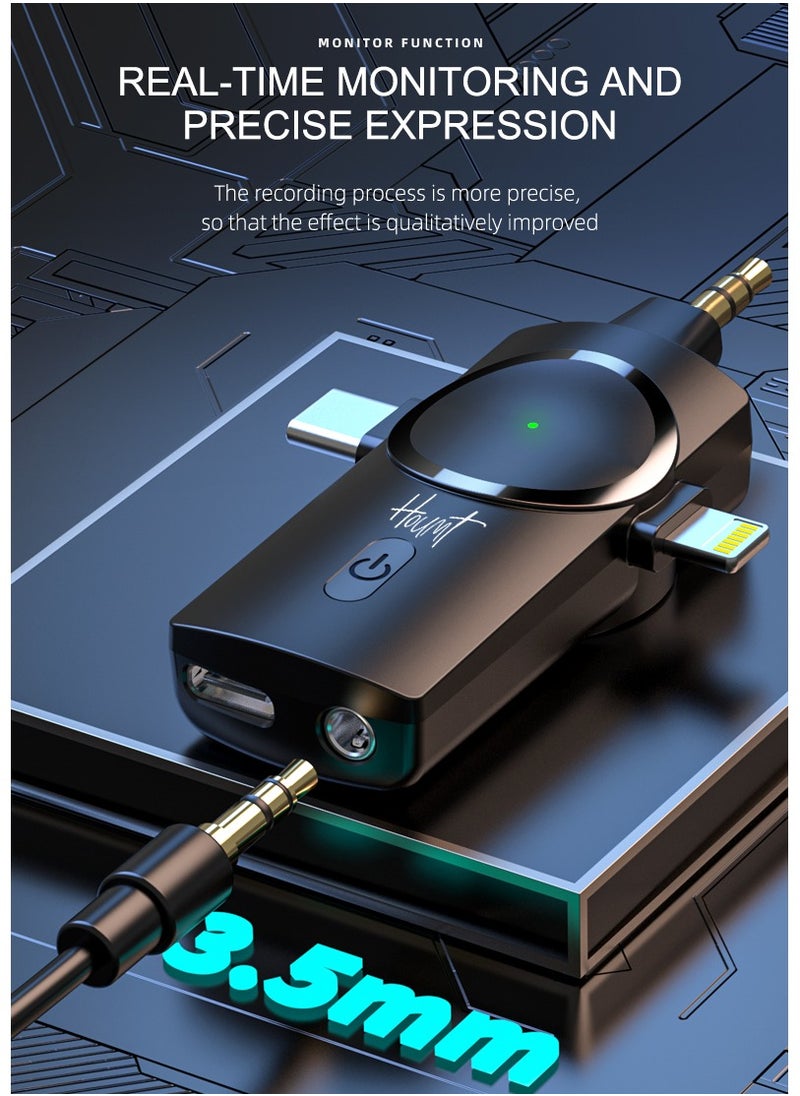 Houmt - Clip On Microphone Wireless Lavalier Microphone For iPhone Laptop Computer iPhone Android Phone Camera Dual Wireless Microphones For Podcast Video Recording Youtube Tiktok Facebook Plug and Play - Image 1